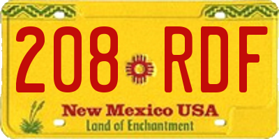 NM license plate 208RDF