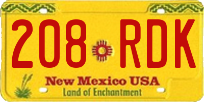 NM license plate 208RDK