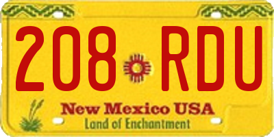 NM license plate 208RDU