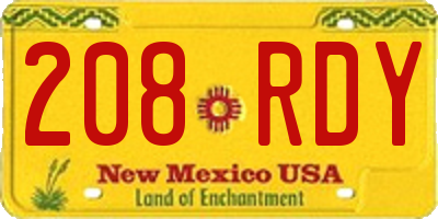 NM license plate 208RDY
