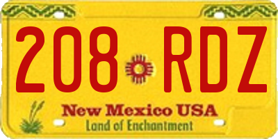 NM license plate 208RDZ