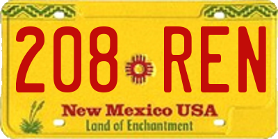 NM license plate 208REN