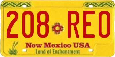 NM license plate 208REO