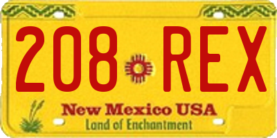 NM license plate 208REX