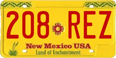 NM license plate 208REZ