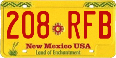 NM license plate 208RFB