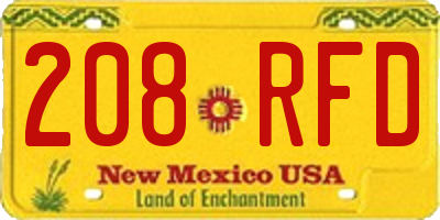 NM license plate 208RFD
