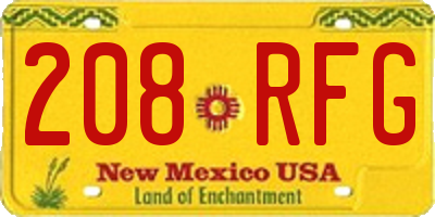 NM license plate 208RFG