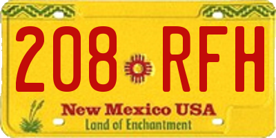NM license plate 208RFH