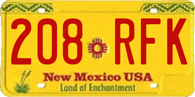 NM license plate 208RFK