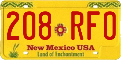 NM license plate 208RFO