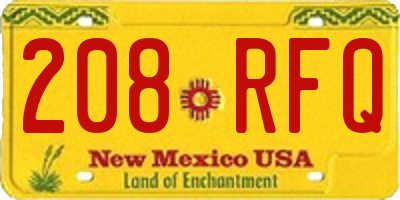 NM license plate 208RFQ
