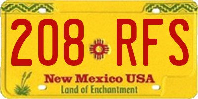 NM license plate 208RFS