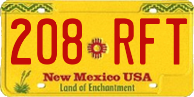 NM license plate 208RFT