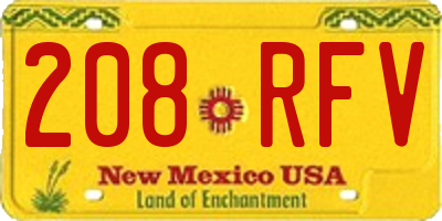 NM license plate 208RFV