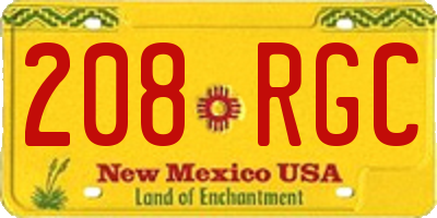 NM license plate 208RGC