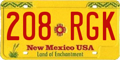 NM license plate 208RGK