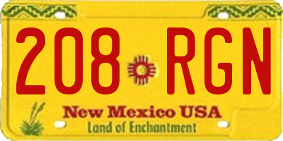 NM license plate 208RGN
