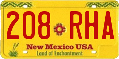 NM license plate 208RHA