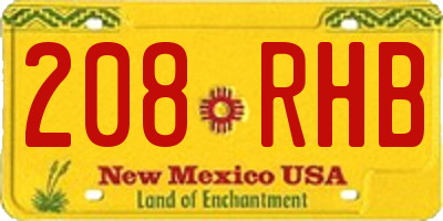 NM license plate 208RHB