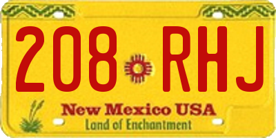 NM license plate 208RHJ
