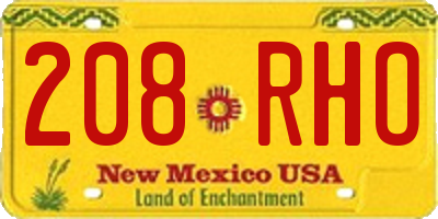 NM license plate 208RHO