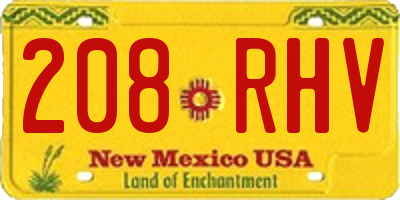 NM license plate 208RHV