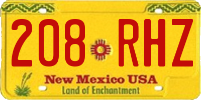 NM license plate 208RHZ