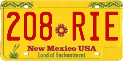 NM license plate 208RIE