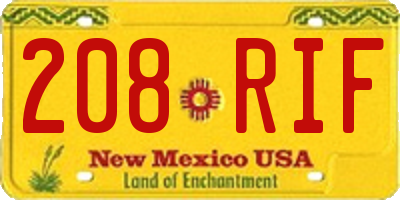 NM license plate 208RIF