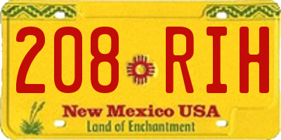 NM license plate 208RIH
