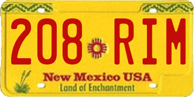 NM license plate 208RIM
