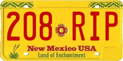 NM license plate 208RIP