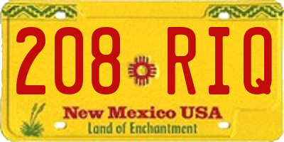 NM license plate 208RIQ