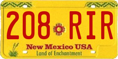 NM license plate 208RIR
