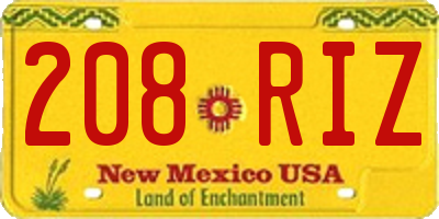 NM license plate 208RIZ