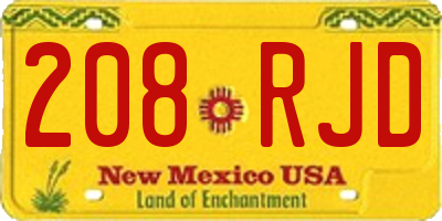 NM license plate 208RJD