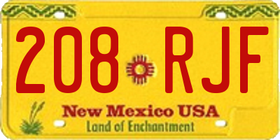 NM license plate 208RJF