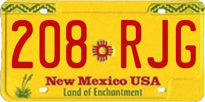 NM license plate 208RJG