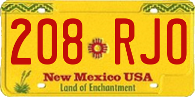 NM license plate 208RJO