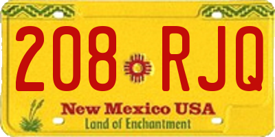 NM license plate 208RJQ