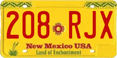 NM license plate 208RJX