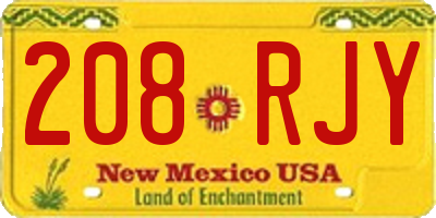 NM license plate 208RJY