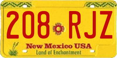 NM license plate 208RJZ