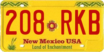 NM license plate 208RKB