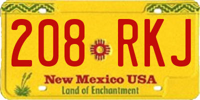 NM license plate 208RKJ