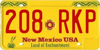 NM license plate 208RKP