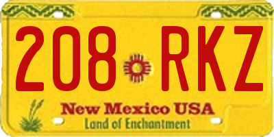 NM license plate 208RKZ