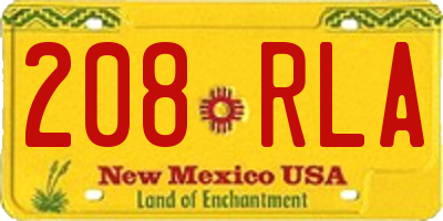 NM license plate 208RLA