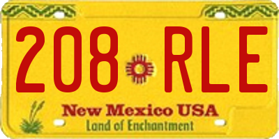 NM license plate 208RLE